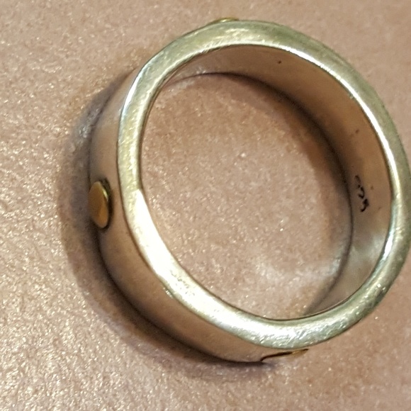 Sterling Silver & Four 18k Yellow Gold Studs Ring - Picture 5 of 5